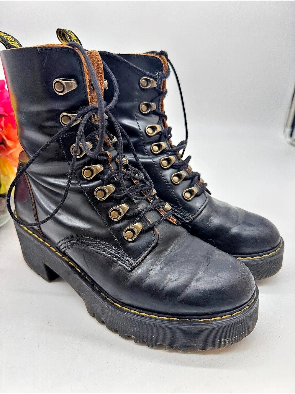 Dr. Martens Leona 1460 Combat Boots Black US 7